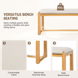 6pcs Extendable Dining Table Set Dining Set Family Kitchen Table Set with 4 Padded Dining Chairs & Bench, Natural