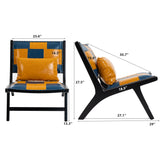 Upholstered Accent Chair Ergonomic Lounge Chair Single Sofa Chair, Blue+Yellow