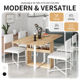 Modern Compact 63inch 5-Piece Extendable Dining Table Set, Foldable Square Kitchen Table Set with Storage Rack and 4 PU Leather Upholstered Dining Chairs for Small Places, White