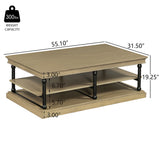 Coffee Table Cocktail Table Center Table Sofa Side Table Modern Living Room Table with Open Storage Shelves, Brown