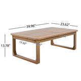 2pcs Patio Set, Acacia Wood Daybed with Rope Accents & Cushions + Coffee Table, Modern Minimalist Outdoor Conversation Set