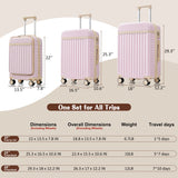 Luggage Set of 3, 20inch with USB Port, front opening design Airline Certified Carry on Luggage, ABS Hard Shell Luggage with Spinner Wheels