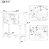 Narrow Console Table, Slim Sofa Table with Three Storage Drawers and Bottom Shelf (Natural)