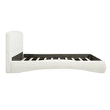 Curved Upholstered Bed with Smart Ambient Lighting,Cream