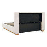 Modern, Minimalist, and Elegant Striped Fabric Bed,Beige