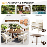 Modern 5-Piece Patio Extendable Wooden Dining Table Set, 12inch Butterfly Leaf Foldable Round Kitchen Table Set with 4 Rattan Arm Chairs for Backyard,Balcony, Garden, Poolside, Natural