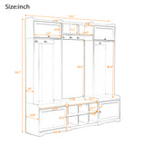 79.1''Wide Modern Hall Tree with Shoe Storage, 4-in-1 Entryway Bench with 8 Cubbies, 7 Coat Hooks & Adjustable Shelf for Hallway, living room