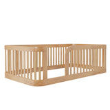 Wood Floor Bed Frame with Fence
