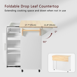 Kitchen Island with Drop Leaf, Kitchen Storage Cart with 3 Tier Pull Out Cabinet Organizer, Internal Storage Rack, Rolling Kitchen Cart on Wheels with Towel Rack, 2 Drawers, for Kitchen