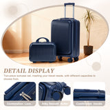 14"/20" 2 pcs/set in ABS Spinner Wheel Luggage, with Combination Lock and Front Opening Design, 14" Cosmetic Case