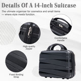 14"/20"/24"/28" 4 pcs/set in PP Spinner Wheel Luggage, Carry on Suitcase, Iron Pull Rod, Combination Password Lock, 14" Cosmetic Case