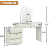 Luxury 2-in-1 Vanity Table with Leather Finish, 3-Color LED Lighted Mirror, Modern Makeup Vanity Desk with Nightstand Design, Dressing Table with 5 Storage Drawers, Beige