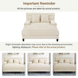 Modern Chaise Lounge Sofa 57.1" Sofa Bed Chenille Upholstered Lounge Sofa Chair with Adjustable Backrest and LED Light Strip for Living Room