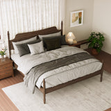 Retro King Size Platform Bed Frame with Curved Tall Headboard & Turned Spindle Legs for Bedroom, No Box Spring Needed