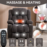 Up to 350 LBS Chenille Power Lift Recliner Chair, Heavy Duty Motion Mechanism with 8-Point Vibration Massage and Lumbar Heating, USB and Type-C Ports, Stainless Steel Cup Holders