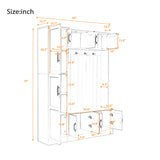 79'' Tall Modern Hall Tree with Shoe Storage, 4-in-1 Entryway Bench with 6 Cabinets, 4 Coat Hooks & Adjustable Shelf for Hallway, living room