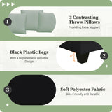 Sectional Sofa Couches Living Room Sets, 7 Seats Modular Sectional Sofa with Ottoman, L Shape Fabric Sofa Corner Couch Set with 3 Pillows