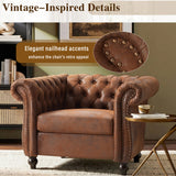 Chesterfield Club Chair with Scrolled Arms, Nailhead Trim, and Solid Wood Legs