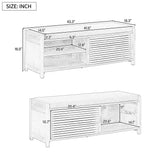 Shoe Bench with Storage and Cushion, Distressed Shutter Storage Bench with Retro Charm for Living Room, Entryway