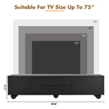 Cream Style TV Stand with Arched Doors & 2 Drawers for TVs up to 75", Minimalist Media Console with Rebound Device, Entertainment Center with 5 Iron Round Legs for Living Room, Bedroom
