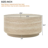 Round Coffee Table with Faux Luxury Marble Look, Drum Small Center Table With Strong Structure, Minimalist Mars Pattern End Table for Living Room, Bedroom, No Assembly Required
