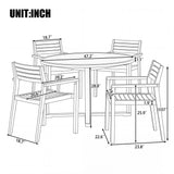 5-Piece Outdoor Dining Set with 4 Acacia Wood Chairs,47.2" Round Dining Table with Slatted Design, Ideal for Patios, Gardens, Poolsides, and Lawn Areas & Indoor
