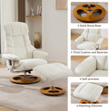Ergonomic Recliner Chair with Ottoman, Modern 360° Swivel Lounge Chair with Footstool, Chenille Fabric, 5 Point Vibration Massage, Seat Heating & 140° Adjustable Backrest for Home or Office