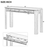 Rustic Console Table with Curved Corners for Safety, Entryway Table with 3 Concealed Drawers, Sturdy Sofa Table with Thick Legs for Hallway & Living Room