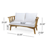 2pcs Patio Sofa Set Outdoor Garden Seating Group Conversation Chat Set with Cushion & Coffee Table