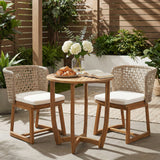 3pcs Patio Dining Set with Ergonomic Chairs, Cushions & Dining Table, Weather-Resistant Outdoor Furniture Set
