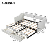 Twin XL to King Size Upholstered Daybed with 2 Storage Drawers, Convertible Daybed