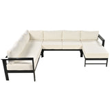4-Piece Outdoor Patio Conversation Set With Cushions, Metal Modular Sofa Set, White