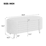 Modern Storage Ottoman Bench, Chenille Upholstered End of Bed Bench Entryway Shoe Bench for Living Room Bedroom