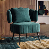 Upholstered Barrel Accent Chair Ergonomic Single Sofa Chair Decorative Armchair, Green