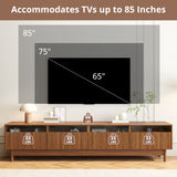 TV Stand for TVs Up to 85", Modern TV Console Media Console Table Entertainment Center with Glass Drawers, Walnut