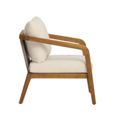 Patio Accent Chair Outdoor Club Chair Porch Leisure Armchair with Water-resistant Cushion & Weather-Resistant Acacia Wood Frame