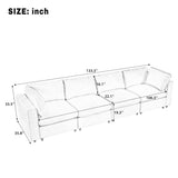 113" Modular Sectional Sofa, Chenille Sofa Couch with Storage, USB/Wireless Charging & Bluetooth Speaker, Beige
