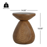 Round Side Table, Faux Wood Sculptural Accent Table for Indoor/Outdoor, Lightweight MGO Pedestal End Table, Natural