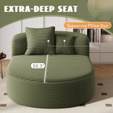 Modern Chaise Lounge Sofa Boneless Couch 51.6" Sofa Bed Compression Sofa Couch with Two Supportive Pillows for Living Room, Green