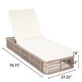 2pcs Outdoor Adjustable Chaise Lounge Chair, Handwoven Rope Base Patio Sun Lounger, 5-Position Recliner Without Cushion, Beige