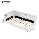 Upholstered Platform Bed Frame with LED Lights & USB Ports, Twin XL Linen Bed Daybed with Headboard