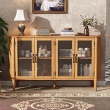 4-Door Sideboard Storage Cabinet, Large Size Entrance Cabinet, Stylish Style, Natural