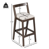 Set of 2 Rubberwood Barstools Counter Stools, Ergonomic Backrest for Kitchen Home Bar Cafe