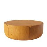 Round Coffee Table Side Table MGO Drum Center Table, Indoor/Outdoor Wood Grain Table, No Assembly