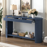 Console Table with 3 Drawers, Farmhouse Entryway Table with Bottom Shelf, 59.8" Modern Oak Veneer Sofa Table