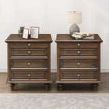 Farmhouse 4-Drawer Nightstand Set of 2 Side Table Wood Storage End Table with Hidden Pull-Out Shelf