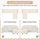 90"W L-Shaped Sectional Sleeper Sofa Modular Sofa Couch with Reversible Storage Chaise, Drop-Down Dual Cup Holders