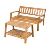 2 PCS Outdoor Seating Set Patio Conversation Set with Loveseat, Coffee Table & Water-Resistant Cushion,Red&Teak