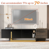66.7'' Light Luxury TV Stand for TVs up to 70 Inches, Modern TV Cabinet with Metal Legs, 1 Drawer, 2 Cabinets and Adjustable Shelves for Living room