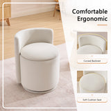 Storage Swivel Chair Velvet Upholstered Barrel Chair Ergonomic Accent Chair Round Vanity Stool, Beige